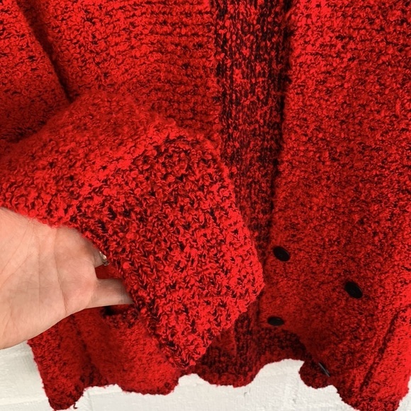 Side Effects Acrylic Vintage Red Open Front Red Knit Cardigan Sweater sz L - Picture 4 of 6